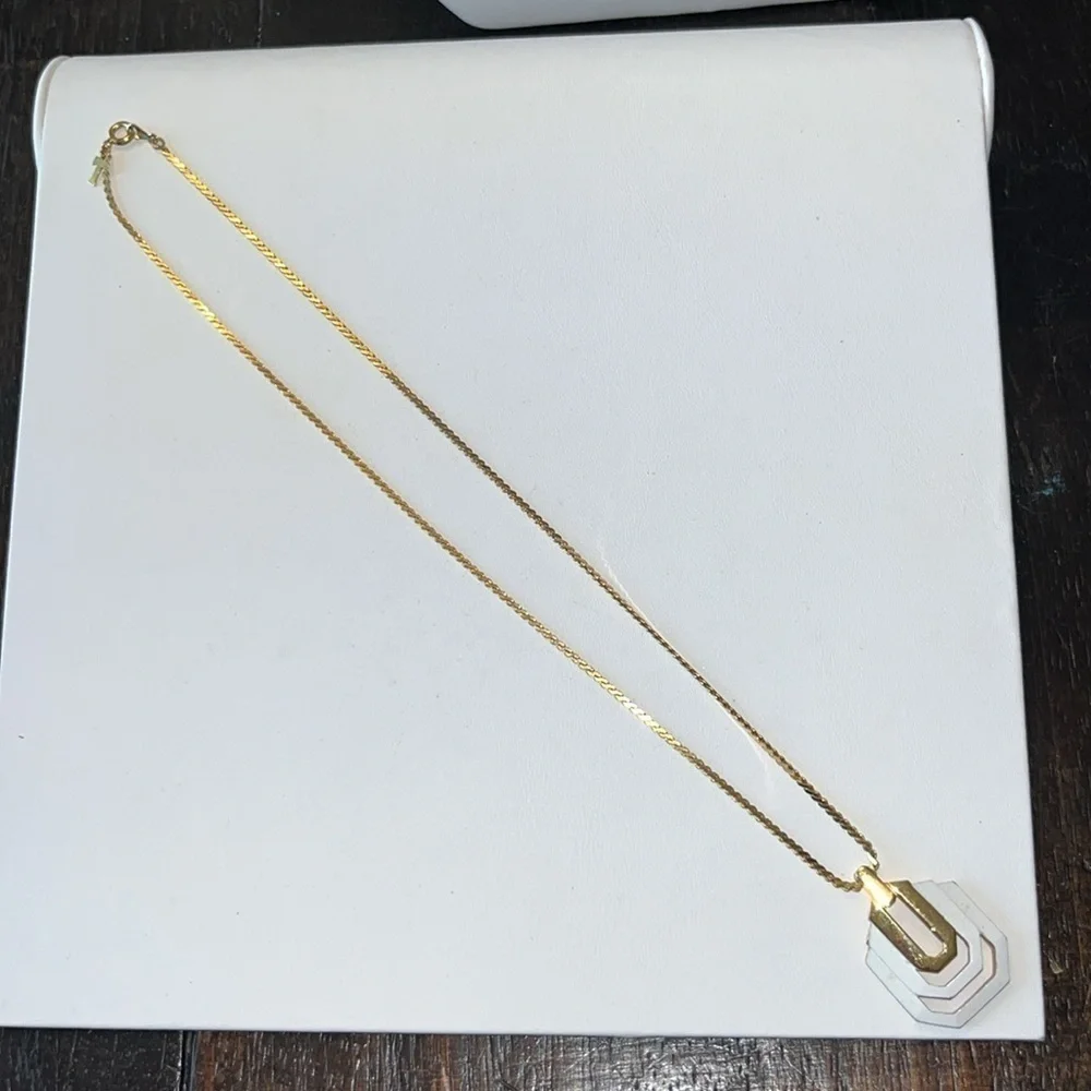 Bundle 3 vintage signed necklaces Trifari Monet Napier Gold toned/ivory/white